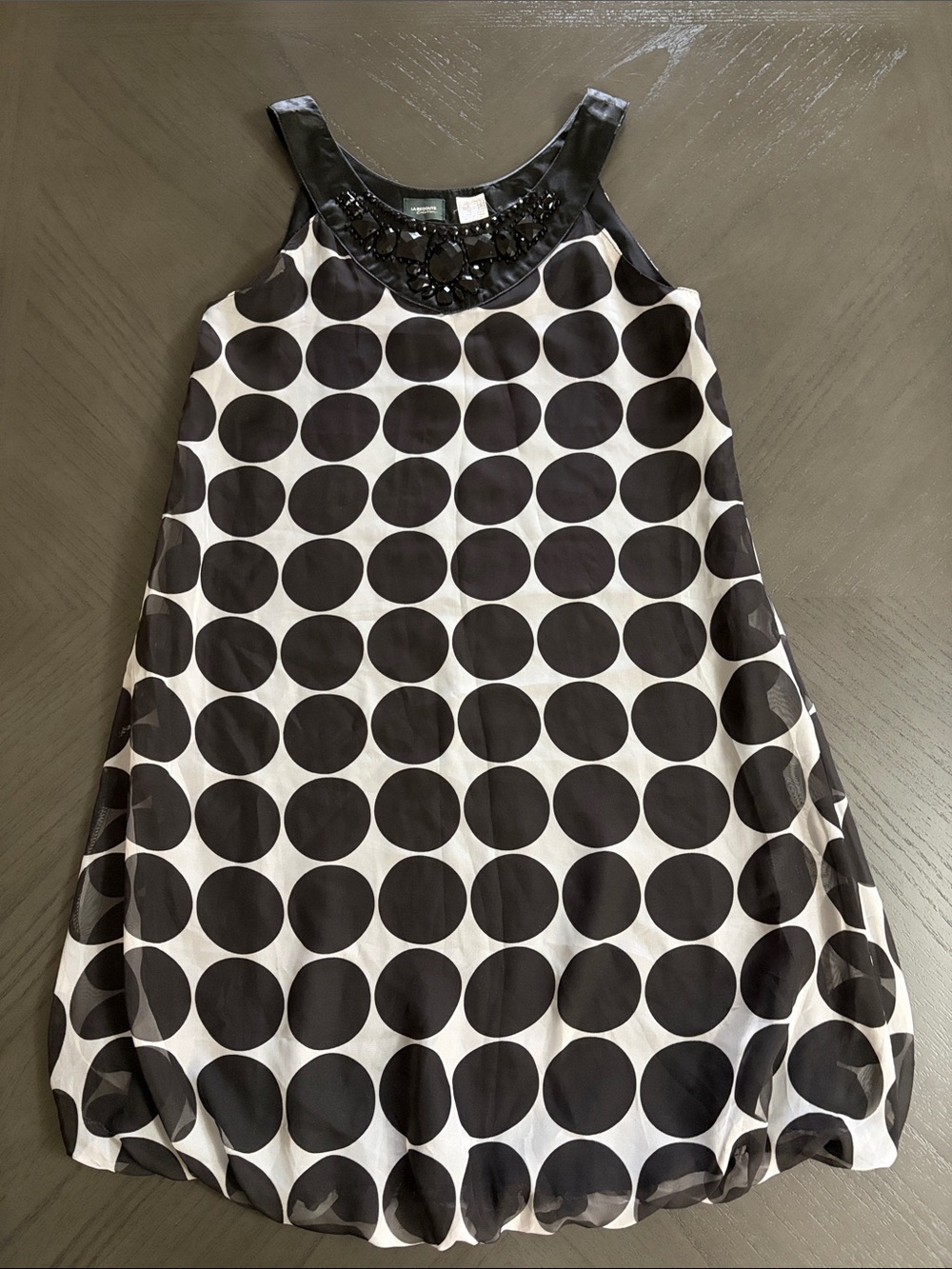 Laredoute Black and White Polka Dot Jewel Neck Dress